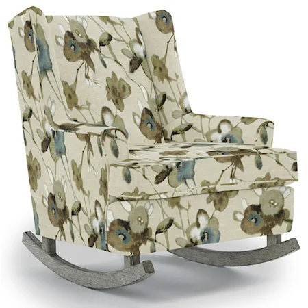 Paisley Button Tufted Rocking Chair with Wood Runners